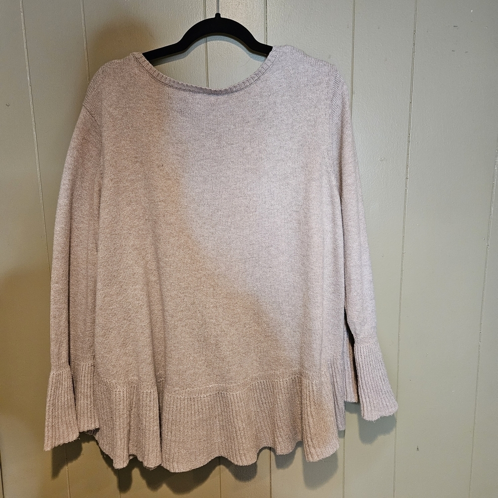 Style & Co Beige Ruffle Hem Sweater | Women’s 3X Soft Knit Pullover | Cozy Chic - Picture 2 of 6